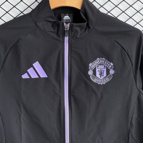 Manchester united 2025-2026 Black And Purple Windbreaker Suit
