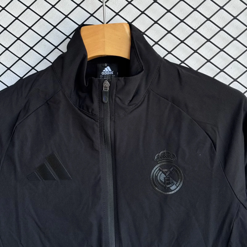 Real Madrid 202526 Black Windbreaker Suit Size S-2XL