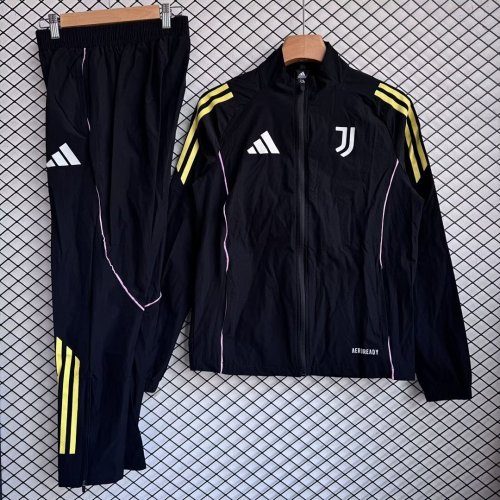 Juventus 202526 Black Windbreaker Suit Size S-2XL