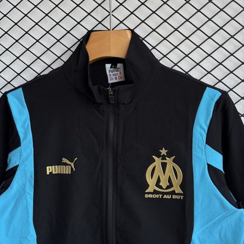 Olympique de Marseille 202526 Black And Blue Windbreaker Suit