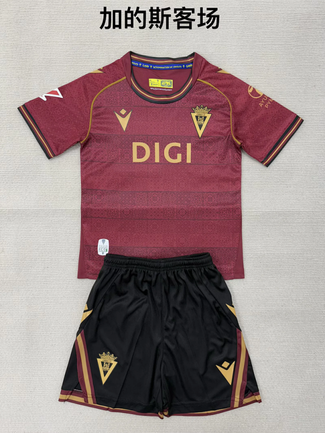 Cadiz 2025-26 Away kids soccer jerseys