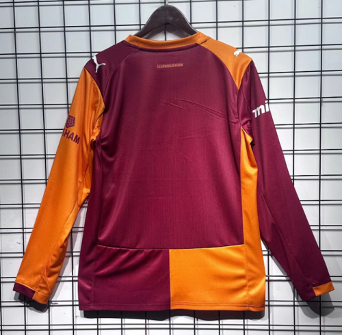 Galatasaray 2025-26 Home with sponsor long sleeves soccer jersey