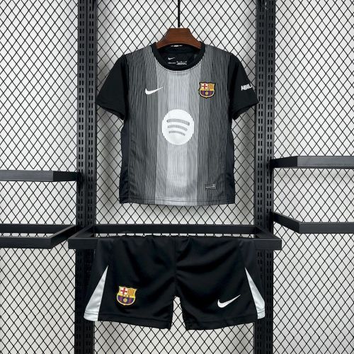 Barcelona 2025-26 Black Goalkeeper Kids Kit