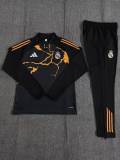 Real Madrid 2025-26 Black and Orange Half zipper training clothes Kid