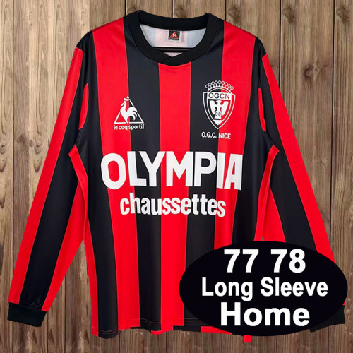 Retro Nice 1977-78 Home Long Sleeve Soccer Jersey
