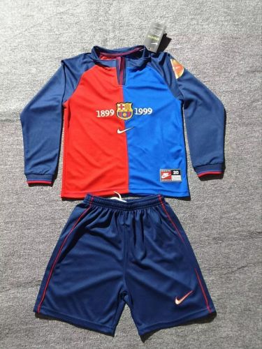 Retro 1999-2000 Barcelona Home Long Sleeve kid kit