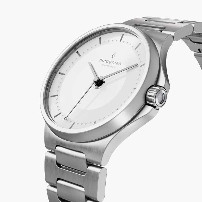Guardian Silver White Dial with Silver H-Link Watch Strap