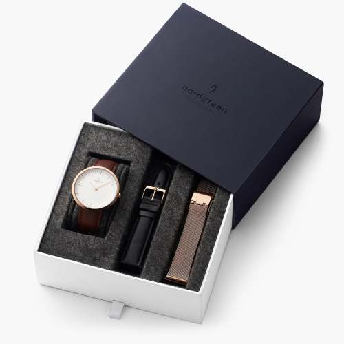 Infinity - BUNDLE White Dial Rose Gold | Brown / Black / Mesh Straps