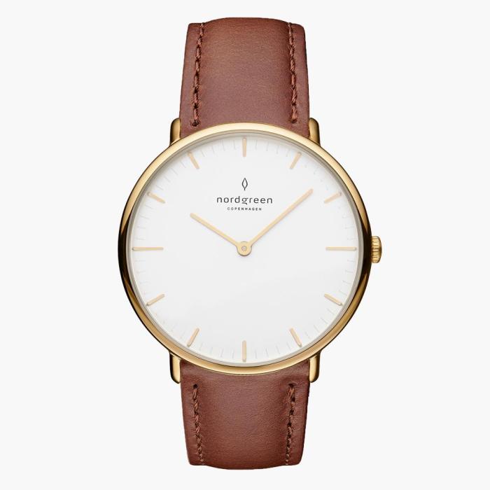 Native | White Dial - Brown Vegan Leather