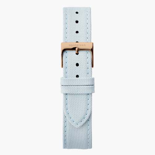Light Blue Recycled Polyester Strap - Rose Gold - 40mm