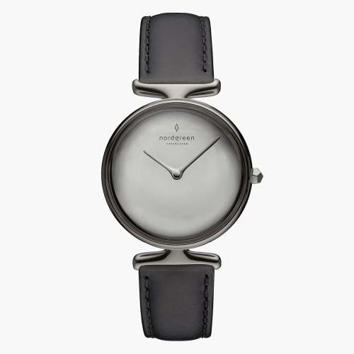 Unika | Polished Metal Dial - Black Leather