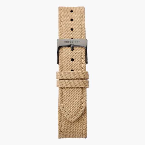 Beige Recycled Polyester Strap - Gun Metal - 40mm
