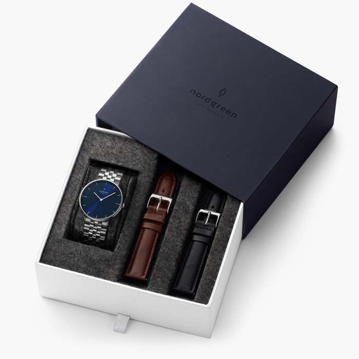 Native - BUNDLE Navy Dial | Silver 5-Link/ Brown Leather / Black Leather