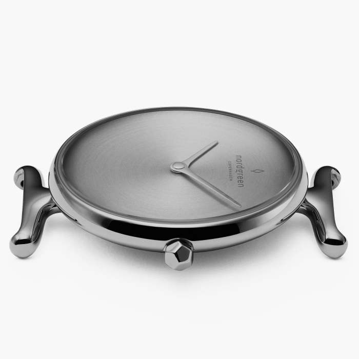 Unika | Brushed Metal Dial - Grey Leather