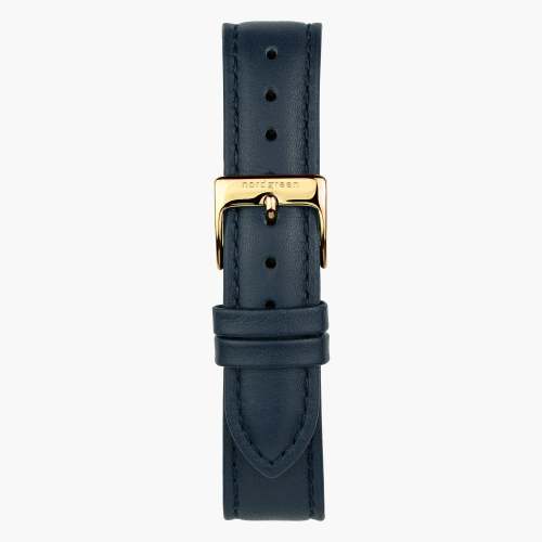 Navy Blue Vegan Leather Watch Strap - Gold  - 32mm