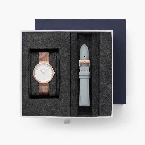 Infinity - BUNDLE White Dial Rose Gold | Rose Gold Mesh / Grey Leather Straps