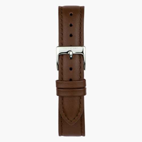 Brown Leather Watch Strap - Silver - 28mm