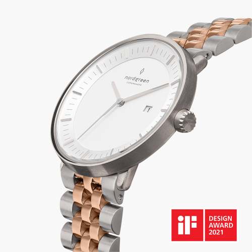 Philosopher | White Dial - Silver-Rose Gold 5-Link