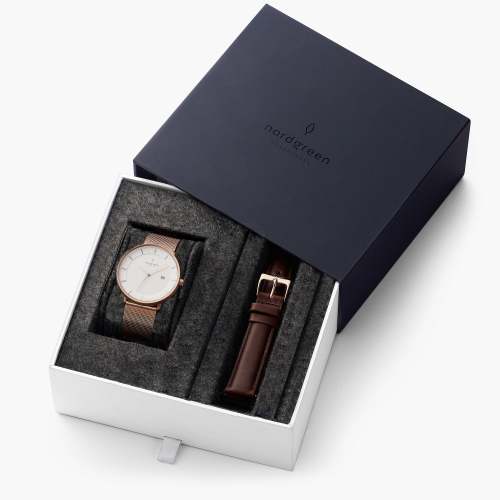 Philosopher - BUNDLE White Dial Rose Gold | Rose Gold Mesh / Brown Leather Straps
