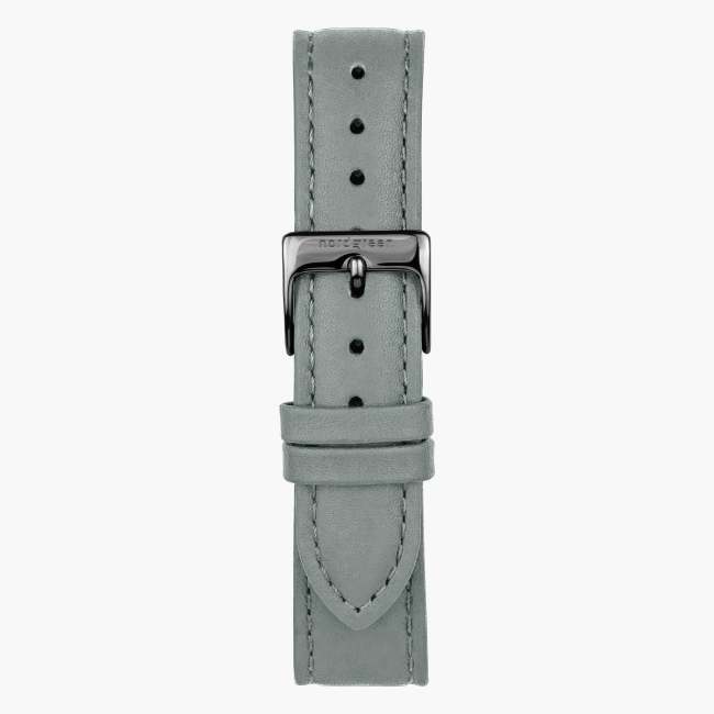 Grey Leather Watch Strap - Gun Metal - 28mm