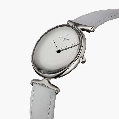 Unika | Polished Metal Dial - Grey Leather