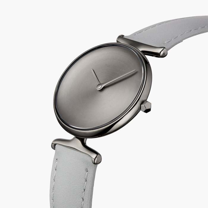 Unika | Brushed Metal Dial - Grey Leather