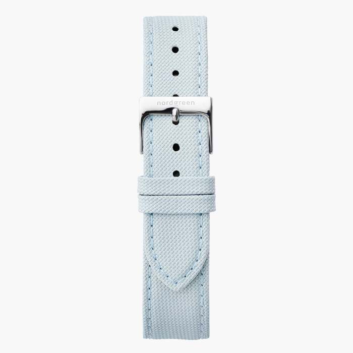 Light Blue Recycled Polyester Strap - Silver - 40mm