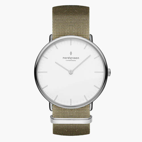 Native | White Dial - Olive Green NATO