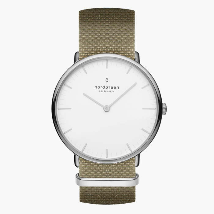 Native | White Dial - Olive Green NATO