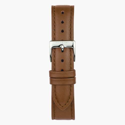 Brown Vegan Leather Watch Strap - Silver - 28mm