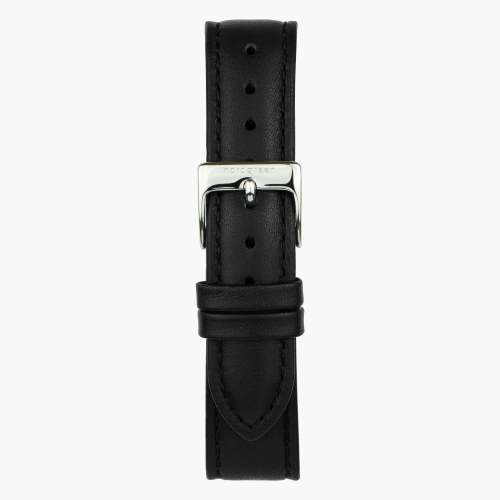 Black Vegan Leather Watch Strap - Silver - 32mm