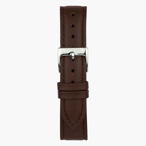 Dark Brown Leather Watch Strap - Silver -32mm