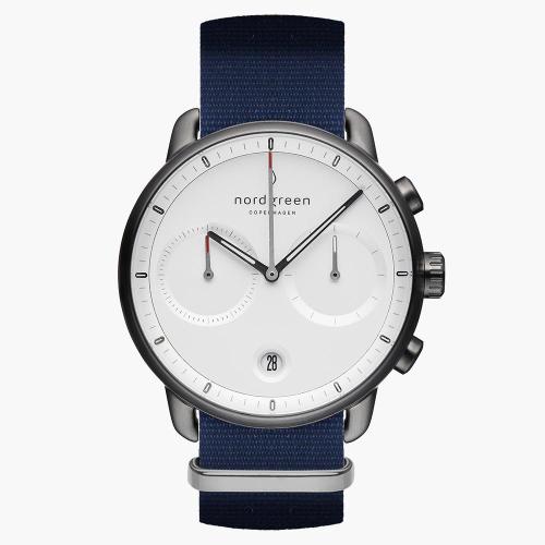Pioneer | White Dial - Navy NATO