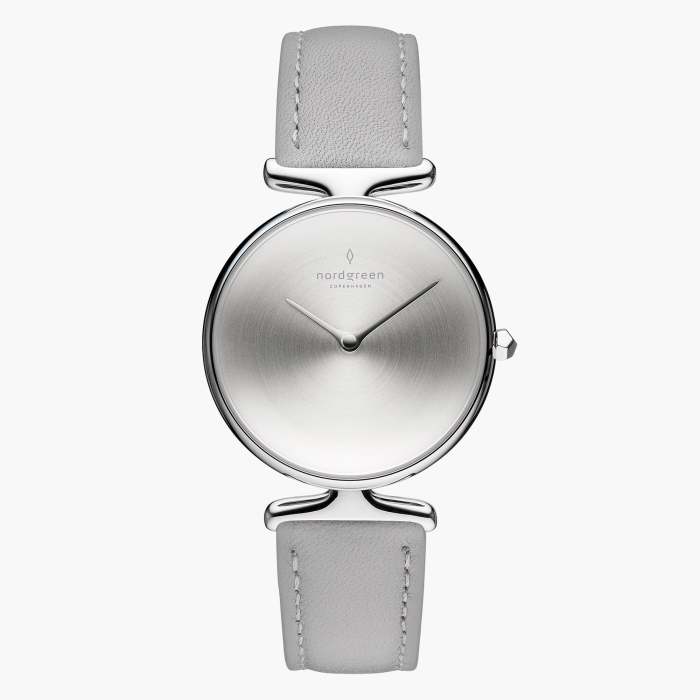 Unika | Brushed Metal Dial - Grey Leather