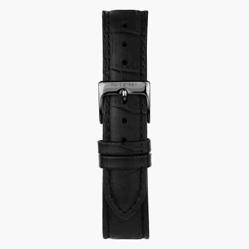 Black Croc Leather Watch Strap - Gun Metal - 40mm/42mm