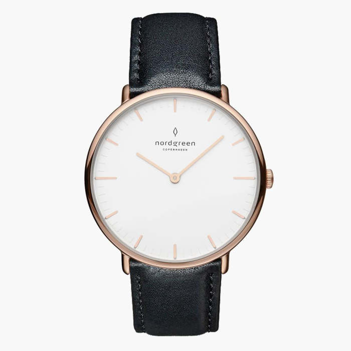 Native | White Dial - Black Leather