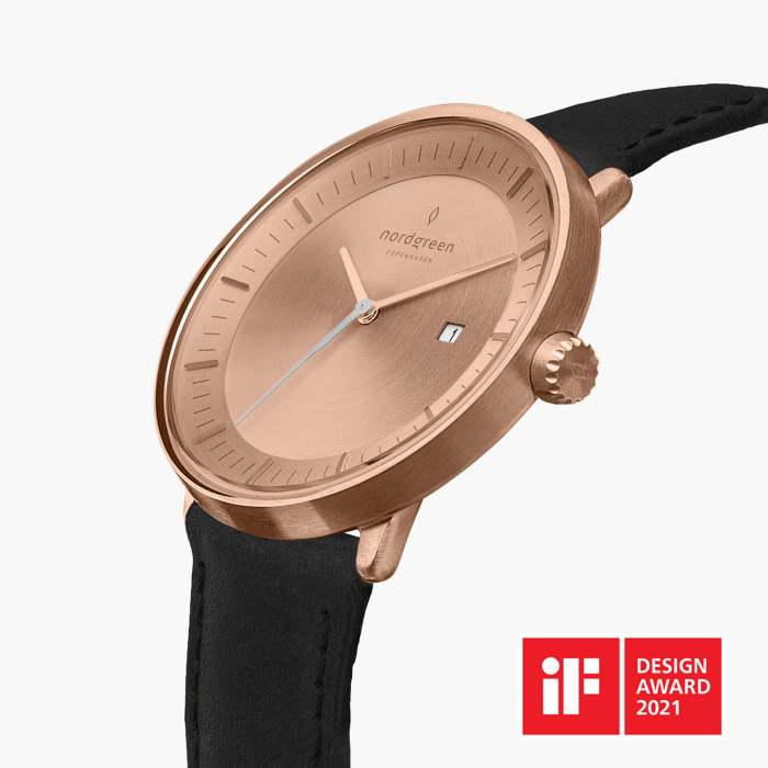 Philosopher | Brushed Metal Dial - Black Vegan Leather