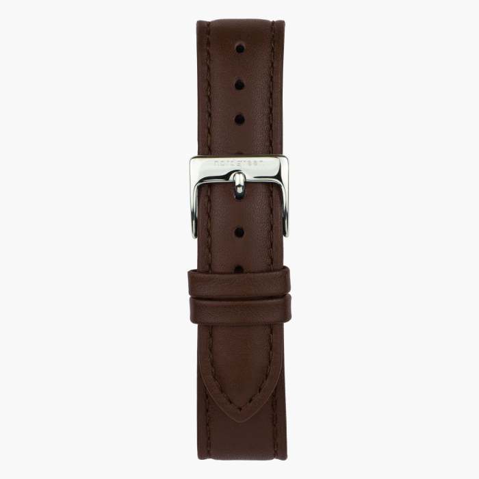 Dark Brown Leather Watch Strap - Silver - 28mm