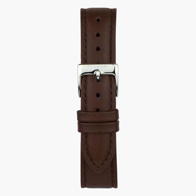 Dark Brown Leather Watch Strap - Silver - 28mm