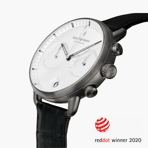 Pioneer | White Dial - Black Croc Leather