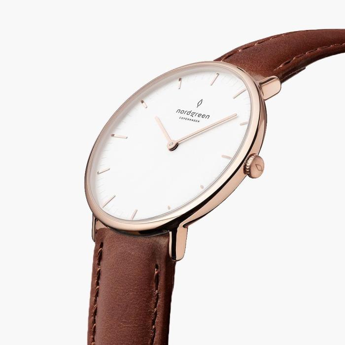 Native - BUNDLE White Dial Rose Gold | Olive Green NATO / Brown Leather / Rose Gold Mesh Strap