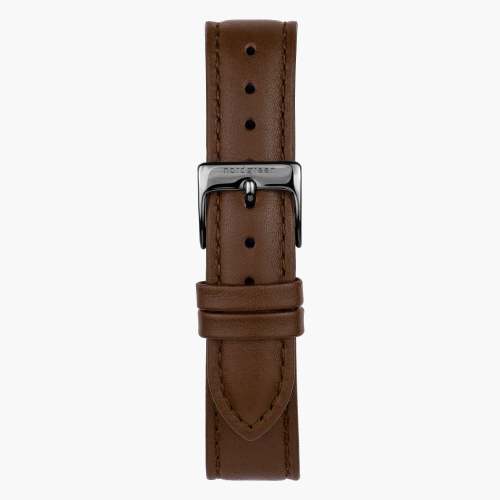 Brown Vegan Leather Watch Strap - Gun Metal - 40mm/42mm