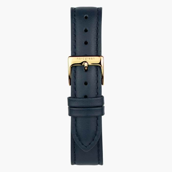 Unika | Polished Metal Dial - Navy Blue Vegan Leather