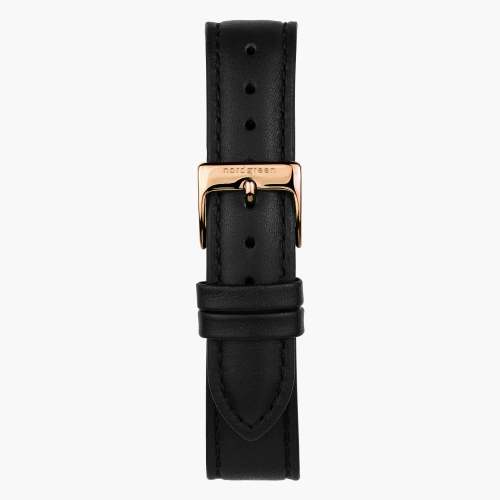 Black Vegan Leather Watch Strap - Rose Gold - 40mm/42mm