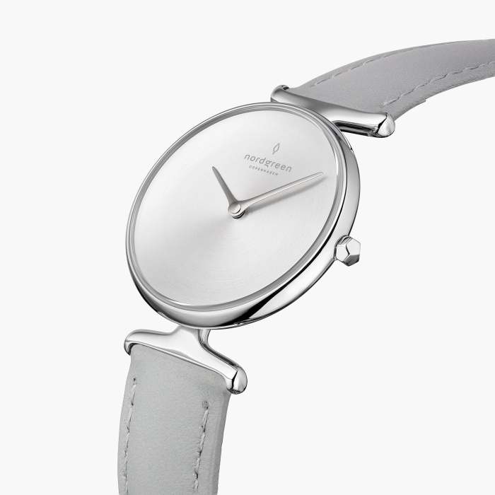 Unika | Brushed Metal Dial - Grey Leather