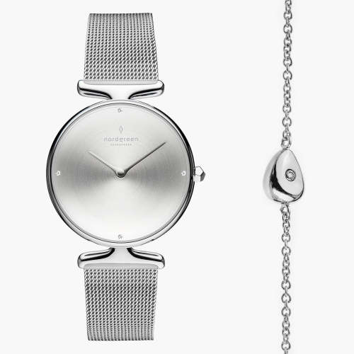 Unika & Brynna Bracelet SET - Brushed Crystal Dial & Mesh Strap