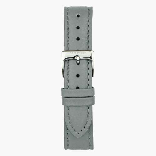 Grey Leather Watch Strap - Silver - 28mm