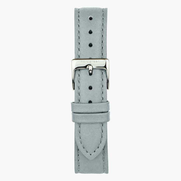 Dove Grey Vegan  Leather Watch Strap - Silver - 28mm