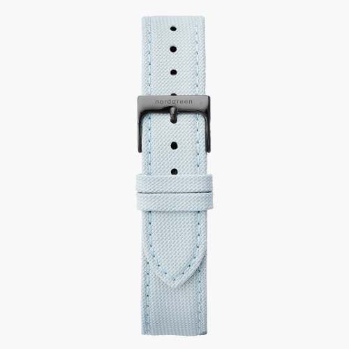 Light Blue Recycled Polyester Strap - Gun Metal - 40mm