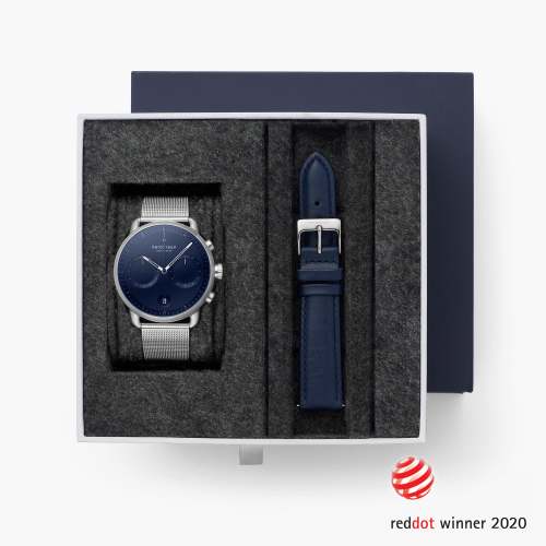 Pioneer - BUNDLE Navy Dial Silver | Silver Mesh / Navy Leather Straps